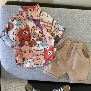 Cute Cartoon Bambini Baby Boy Abbigliamento Set Camicia a maniche corte in cotone estivo Pantaloncini Abito a due pezzi per bambini Outfit 1 2 3 4 5 anni