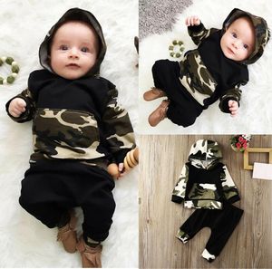 Clothing Sets Born Baby Boys Camo Outfits Long Sleeve Hooded Coat Tops Pant 2pcs Outfit Set For 0-3TClothing