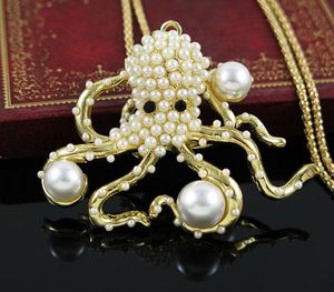Hänge halsband bläckfisk pärla tröja halsband smycken kristall för kvinnor långa hängsmycken Rhinestone Christmars Valentine's Days Gif