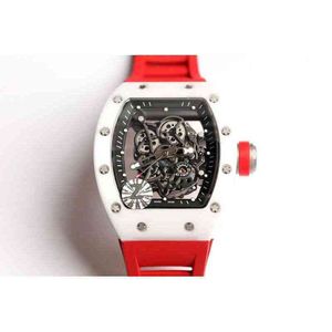 럭셔리 남성 기계공 시계 Richa Milles Wristwatch 같은 남자 RM055 패션 전도적 기계 운동 흰색 세라믹 테이프