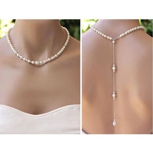 Pendant Necklaces Dainty Back Necklace Body Chain Jewelry Wedding Bridal Backdrop For Brides Pearl Simple NecklacePendant
