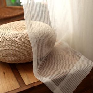 Cortina cortina fios de linho de algodão para sala de estar listrada no quarto janela de cozinha cortina infantil CurtainCurtain