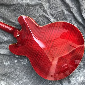 中国のエレクトリックギターGメープルボディ335クロムハードウェア透明な赤い色6文字列