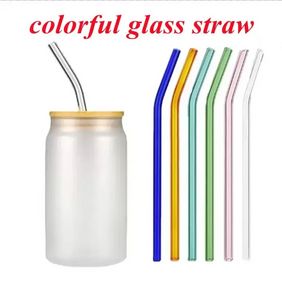 20cm Reusable colorful glass Straw for glass tumbler beer can Cups glasses Drinking Straws bent straws fy5155 0416