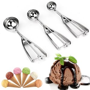 Ice Cream Scoop 4,5,6cm Stainless Steel With Trigger Cookie Spoon Frozen Cooking Tools Decorating Tool 220509