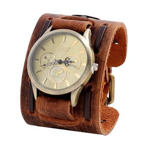 Wholesale vintage punk watch for sale - Group buy Wristwatches Watch For Men Vintage Cow Leather Bracelet Retro Sport Punk Watches Women Wrist Casual Quartz Relogio Feminino