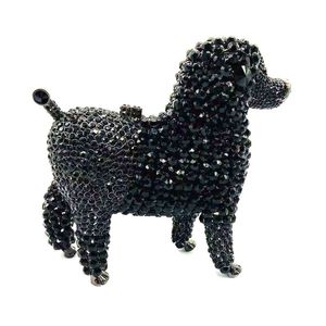 Animal Designer POODLE Borse da sera in cristallo di lusso Black Dog Pochette Borsa da sposa Borse da sposa Borse da donna SM97 220321