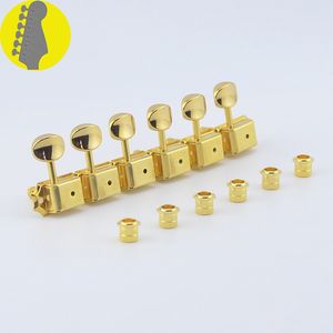 Gold 6 In-line Guitar Blocking Machine Heads Tuners Electric Bass