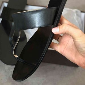 Män äkta läderglas män flip flops män sandal med dubbel metall svart vit brun tofflor sommar strand sandaler med låda US12 NO6