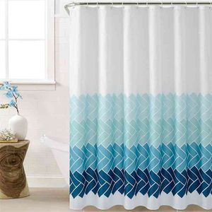 Polyester Fabric Striped Bathroom Curtain With Simple Soft Bath Curtain Waterproof Skidproof Curtain Bath Accessories 210402