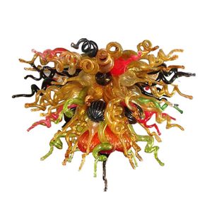 Villa LED Pendant Lamps Modern Indoor Amber Black Green Red Light Hand Blown Murano Glass Chandelier 28 by 20 Inches