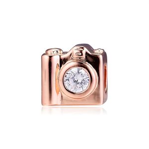 Kamera Reize großhandel-2019 Original Sterling Silver Jewelry Kamera Pink Perlen passt Pandora Charm Armbänder Halskette für Frauen269n