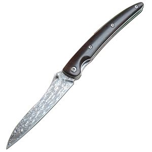 Faca dobrável de bolso de alta qualidade VG10 Damasco lâmina de aço Ebony Handle EDC Knives Xmas presente