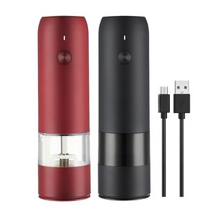 Elétrico USB recarregável pimenta automática e moinho de sal com moedor de carregamento rápido de luz LED 220727