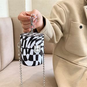 Mini Purse Women Fashion Small Messenger Bags For Women Cylinder Design Lipstick Pocket Metal Chain Cute Mini Size Crossbody Bag 220517