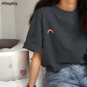 5 Quarter Sleeve Tshirts Women Baggy Woman Simple Print AllMatch Korean Style High Street Teens Fashion Tops 220527