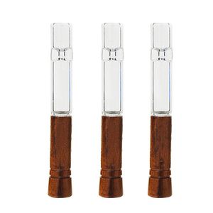 98mm Portable Walnut Glass Smoking Pipes Detachable Wood Mouthpiece Pocket Hand Pipe Wooden Mouth Filter Tip Tobacco Herb Cigarette Holder Smoke Accessory ZL1036