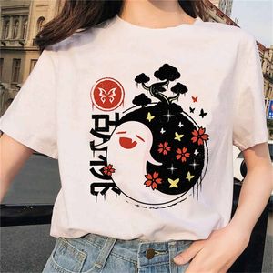 Genshin Impact camiseta feminina jogo gráfico tees unissex kawaii tops harajuku desenho animado hu tao camiseta engraçada keqing feminino 220628