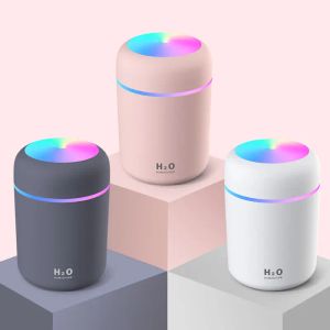 USB LED -ljus Mini 300 ml H2O Ultraljudsspraymisttillverkare Dubbel arom Essential Oil Diffuser bil Våt luftfuktare