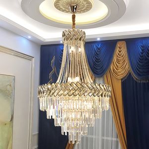 Pendant Lamps Modern Loft Crystal Chandelier Lighting High Quality Gold Led Hanging Lamp For Living Room Bedroom Staircase Indoor Lighting