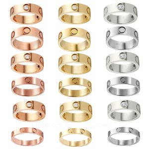 Mode Luxus Diamant Ringe Designer Schmuck Selbstliebe Ring Roségold Schraube Edelstahl 3 Diamanten Herren Verlobungsringe für Frau Größe 10 Paar B4087500