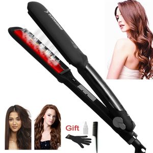 Wholesale ultrasonic infrared iron for sale - Group buy LCD Ultrasonic Hair Infrared Steam Flat Iron Care Cold Recover Damaged Smoothly Treatment Straightener