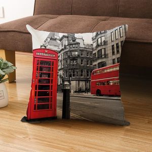 Poduszka/poduszka dekoracyjna Jednostronna miłość London Red Print Pillowcase Fauxlinen Rzut poduszki brytyjska flaga angielska