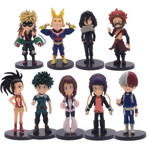 9pcs Set Anime My Hero Academia Figure Izuku Midoriya Shouto Todorok URARAKA Bakugou Katsuk Academ PVC Action Model Toys 220608