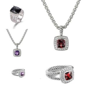 Colares de diamante anéis de corrente torcida conjunto de alta qualidade anel preto prismático mulheres moda platina banhado micro tendência estilo versátil