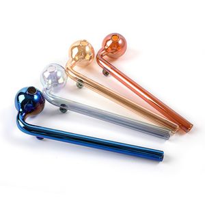 Electroplate 5mm Glass Oil Burner Pipes Smoking Accessories For Hookahs Pyrex Handful Tobacco Pipes Wax Dab Rig SW133