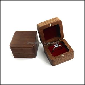 Wholesale handmade jewelry box wood resale online - Black Walnut Wood Ring Boxes Valentines Day Gift Wrap Diy Blank Carving Handmade Jewelry Box Necklace Earrings Storage Drop Delivery Ev