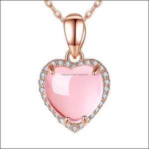 Pendant Necklaces Korean Version Of The New Fashion Sier Necklace Female Plated 18K Gold Rose Clavicle Chain Natural Lov Dhseller2010 Dhh73