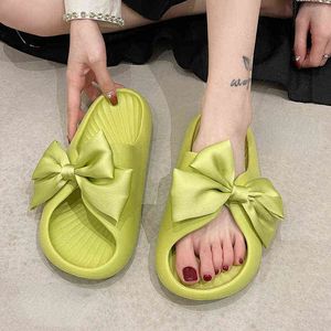 2022 Women Women Fashion Sandálias coreanas Sapatos Singe Shoes Outdoor Sapatos de praia Sapatos anti -Vislip Soild Bow Eva Sapatos Zapatos J220716