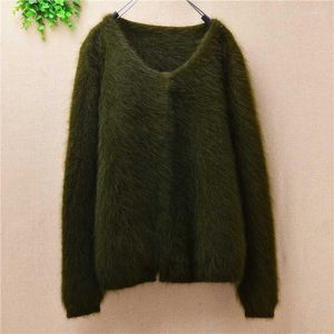 Women's Knits & Tees Spring Clothing Female Causal O-neck Coverd Button Sweaters Mink Cashmere Knitted Mantle Angora Fur Cardigans China Mad