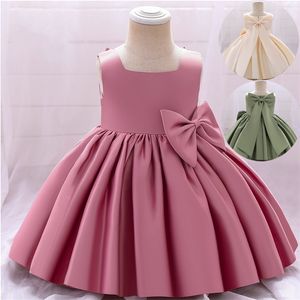 Baby Hundred Day Girl Dress Satin Puffy Princess Skirt Bowknot Ornament Party Dresses 55my T2