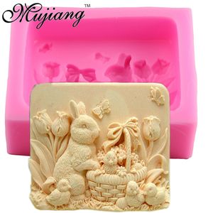 Mujiang Ostern Kaninchen Silikon Seife Form Ton Kerze Formen Fondant Kuchen Dekorieren Werkzeuge 3D Handwerk Schokolade Süßigkeiten Formen 220601