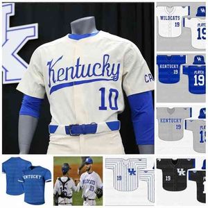 XFLSPメンズカスタムNCAA Kentucky Wildcats野球ジャージZeke Lewis Justin Olson Brett Marshall Kyle Music Jake Thompson Austin Schultz Uk Jersey