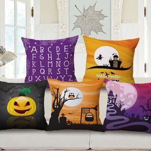 Poduszka/dekoracyjna poduszka dekoracyjna bawełniana lniana poduszka na poduszka 45x45cm capa de dlmofada sofa sofa rzut kreskówka Halloween Day Zabawny