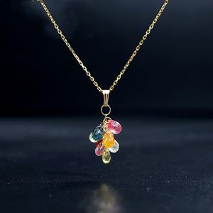 Chains 14k Gold Injection Colored Gem Pendant Natural Genuine Clavicle Chain Necklace For GirlfriendChains