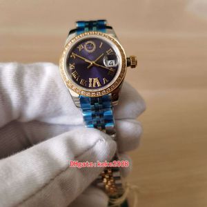 Идеальные часы Mrs Наручные часы ETA 2836 механизм 31 мм Фиолетовый 278381RBR 278381 Люминесцентная римская ромбовидная кайма Механические автоматические женские женские часы