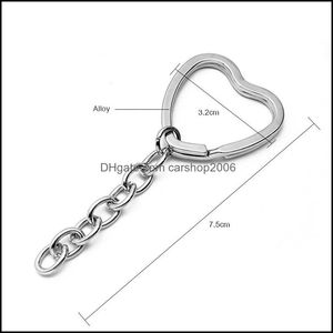 Ключевые кольца ювелирные изделия 100 шт./ Лоты круглой формы сердца. Клаповые подвески BK DIY Сделание мужчинам Женщины модные повседневные кадры 2021 S0BFX