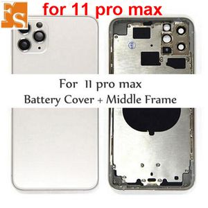 Caixas para iphone 11 pro max 11pro 11promax vidro traseiro moldura intermediária chassi completo conjunto de carcaça tampa da bateria porta