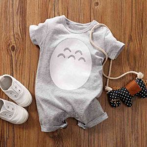 2021 Yaz Yeni doğmuş erkek bebek giysileri Hayvan Baskı Totoro Kostüm Yenidoğan Romper Bebek Kısa Kollu Tulumlar Pijama Babygrow G220510