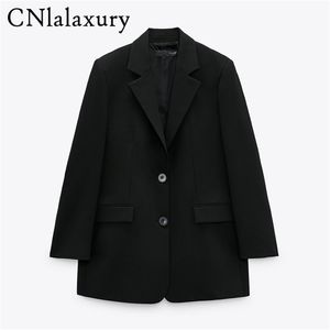 여성 패션 사무실 착용 싱글 가슴 검은 블레이저 코트 빈티지 긴 슬리브 슈트 재킷 포켓 암컷 겉옷 세련된 탑 220802