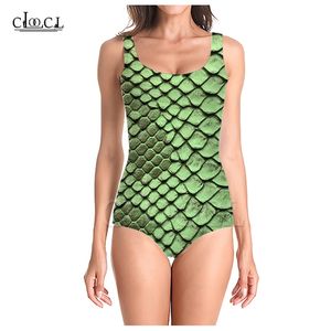 EST Fashion Colorful Snakesskin 3D Print Girls Onepiece Swimming Bathing Sude ärmlös Slim Sexig baddräkt 220617