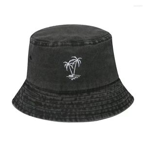 Berets Fisherman Hat vintage haft haft jeansowy czapki wiadra na zewnątrz mężczyźni kobiety umyte bawełniane panama moda hip hop gorros bob hatberets wend22