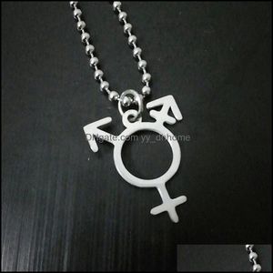 H￤nge halsband h￤ngsmycken smycken rostfritt st￥l transgender symbol halsband stolthet man och fe dhcd3