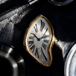 腕時計男性女性サファイアクリスタルクォーツ時計オリジナルシュルレアリスムアートデザイン腕時計防水ステンレス鋼不規則な形状 Wri