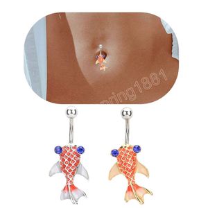 Belly Button Ringar Allergy Resistent Rostfritt Stål Fiskstil Navel Piercing Ring Sexiga Body Smycken