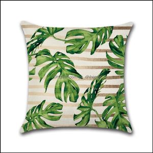 Kudde fall sängkläder levererar hem textilier trädgård 45x45 cm mode gröna blad utskrift kastar utan att fylla inre polyesterdekorativ